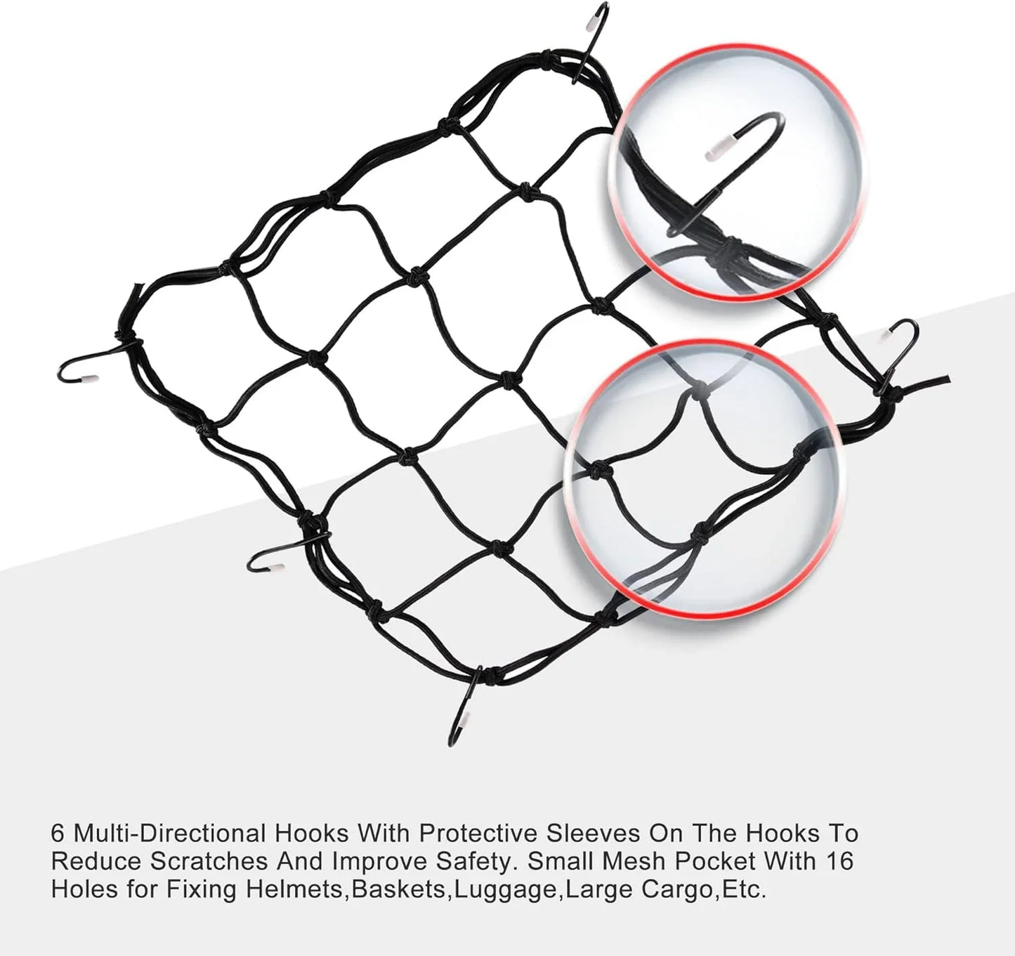 12" x 12" Heavy-Duty Elasticated Bungee Cargo Net | Universal Luggage Hold Down - goofitmoto