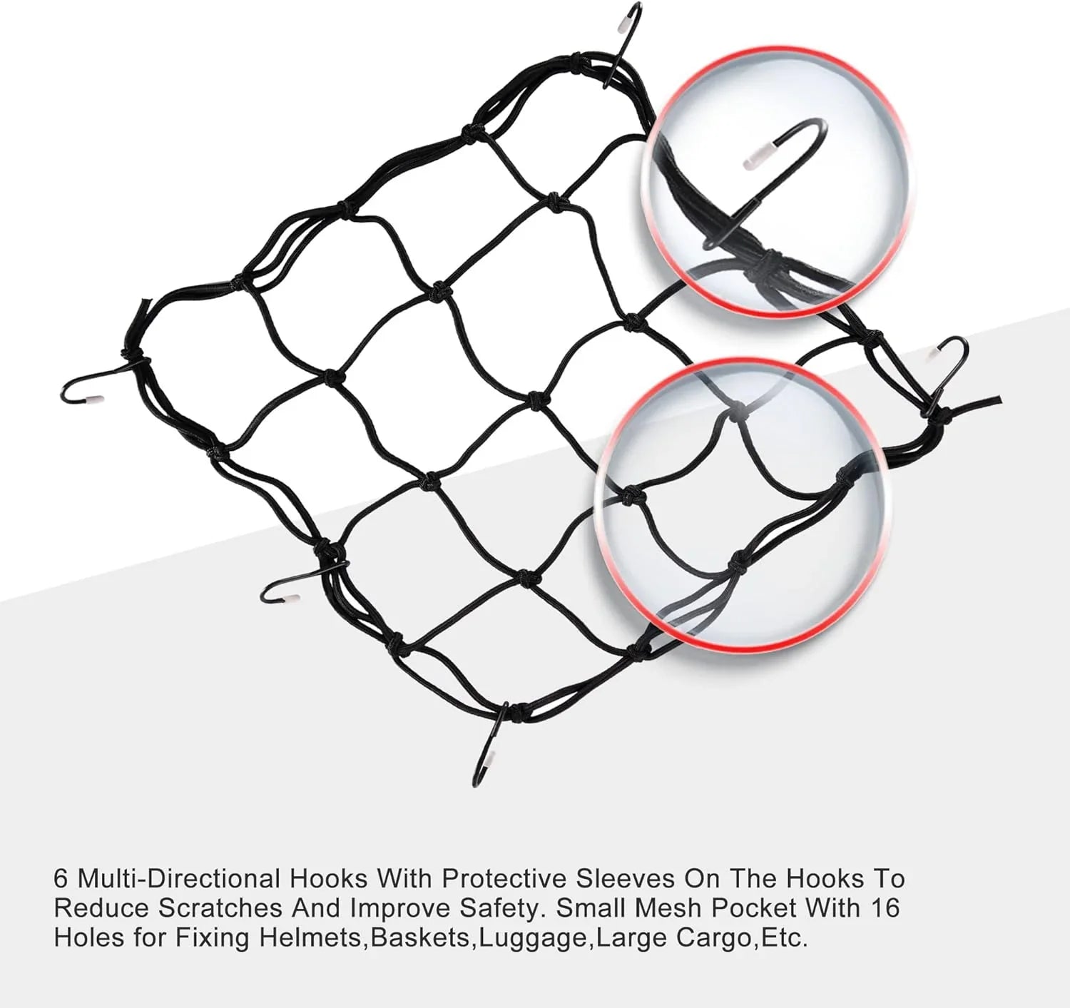 12" x 12" Heavy-Duty Elasticated Bungee Cargo Net | Universal Luggage Hold Down - goofitmoto