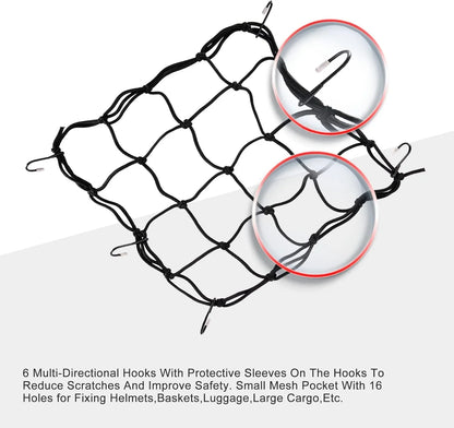 12" x 12" Heavy-Duty Elasticated Bungee Cargo Net | Universal Luggage Hold Down - goofitmoto