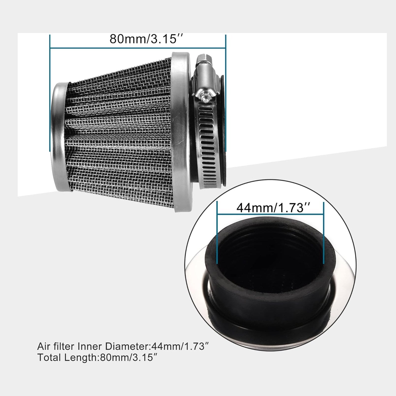 GOOFIT 44mm Air Filter Replacement for CB CG 200cc 250cc Gy6 150cc Engine ATV Quad 4 Wheeler Go Kart Buggy Scooter Moped Dirt Bike