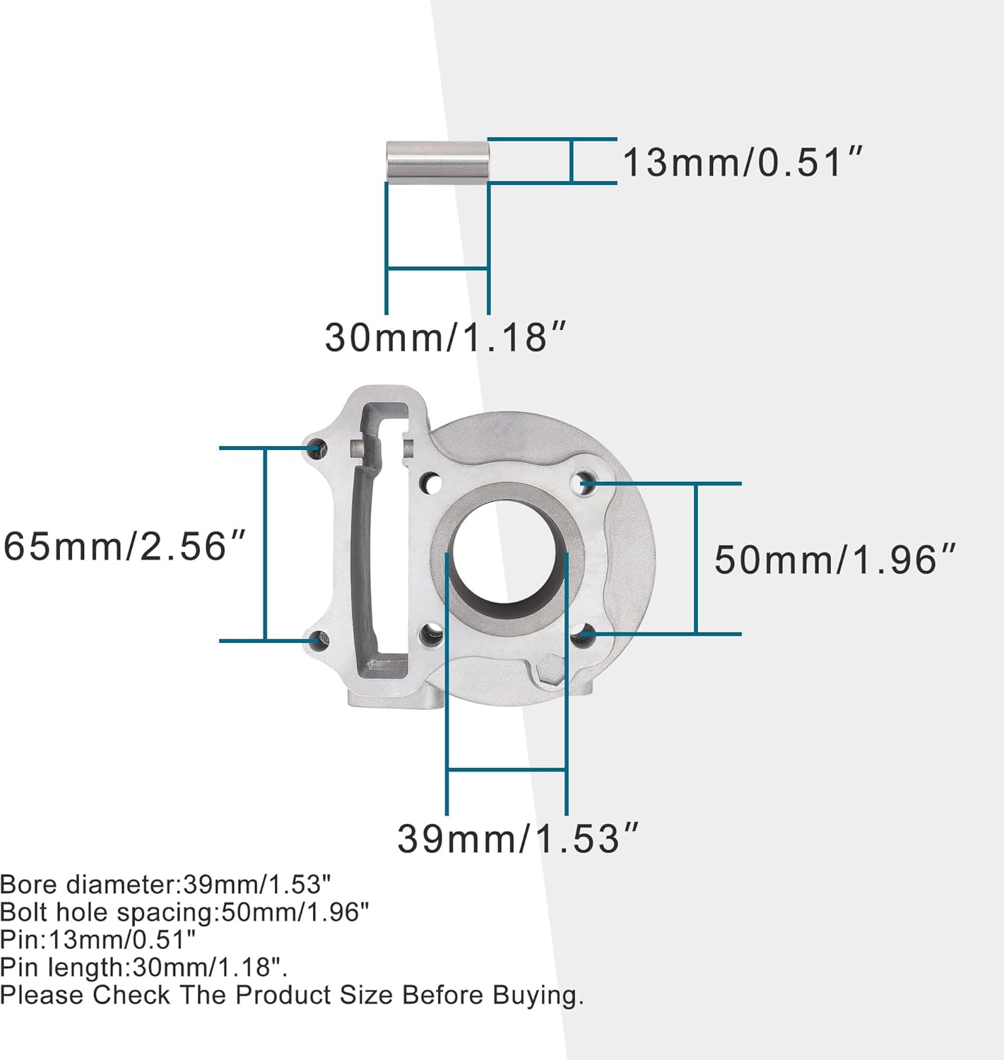 GOOFIT Cylinder Kit for 4 Stroke GY6 49cc 50cc ATV Scooter 39mm Bore