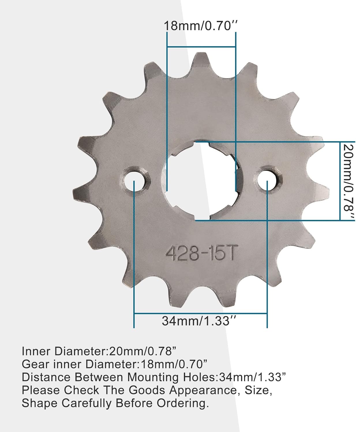 GOOFIT 20mm Sprocket Front for Motorcycle ATV Dirt Bike (428-15T)