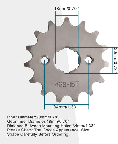 GOOFIT 20mm Sprocket Front for Motorcycle ATV Dirt Bike (428-15T)
