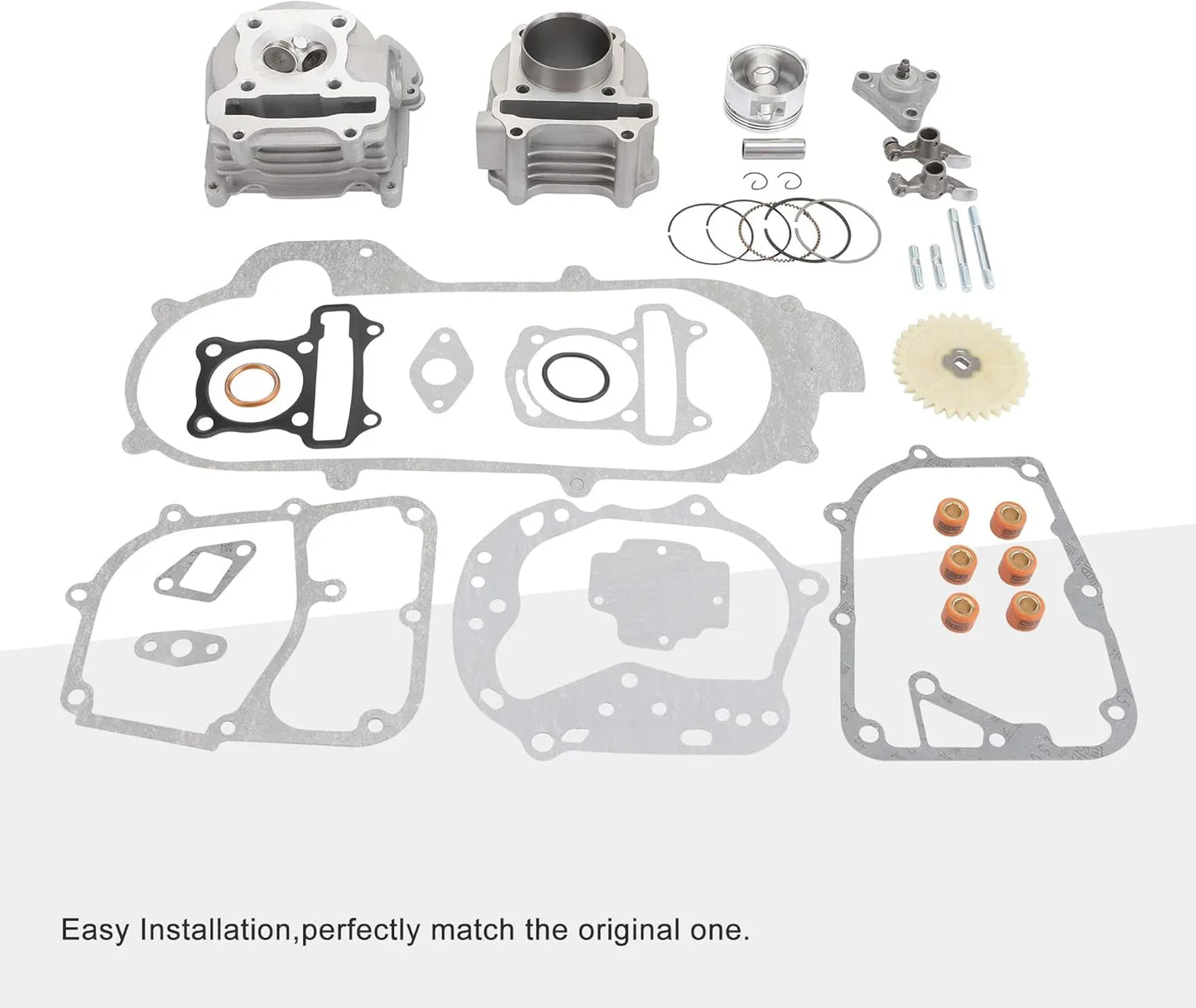 Big Bore Cylinder Rebuild Kit with 64mm Valves for 4-Stroke GY6 49cc 50cc 139QMB Racing Scooter (80cc/100cc Upgrade) - goofitmoto