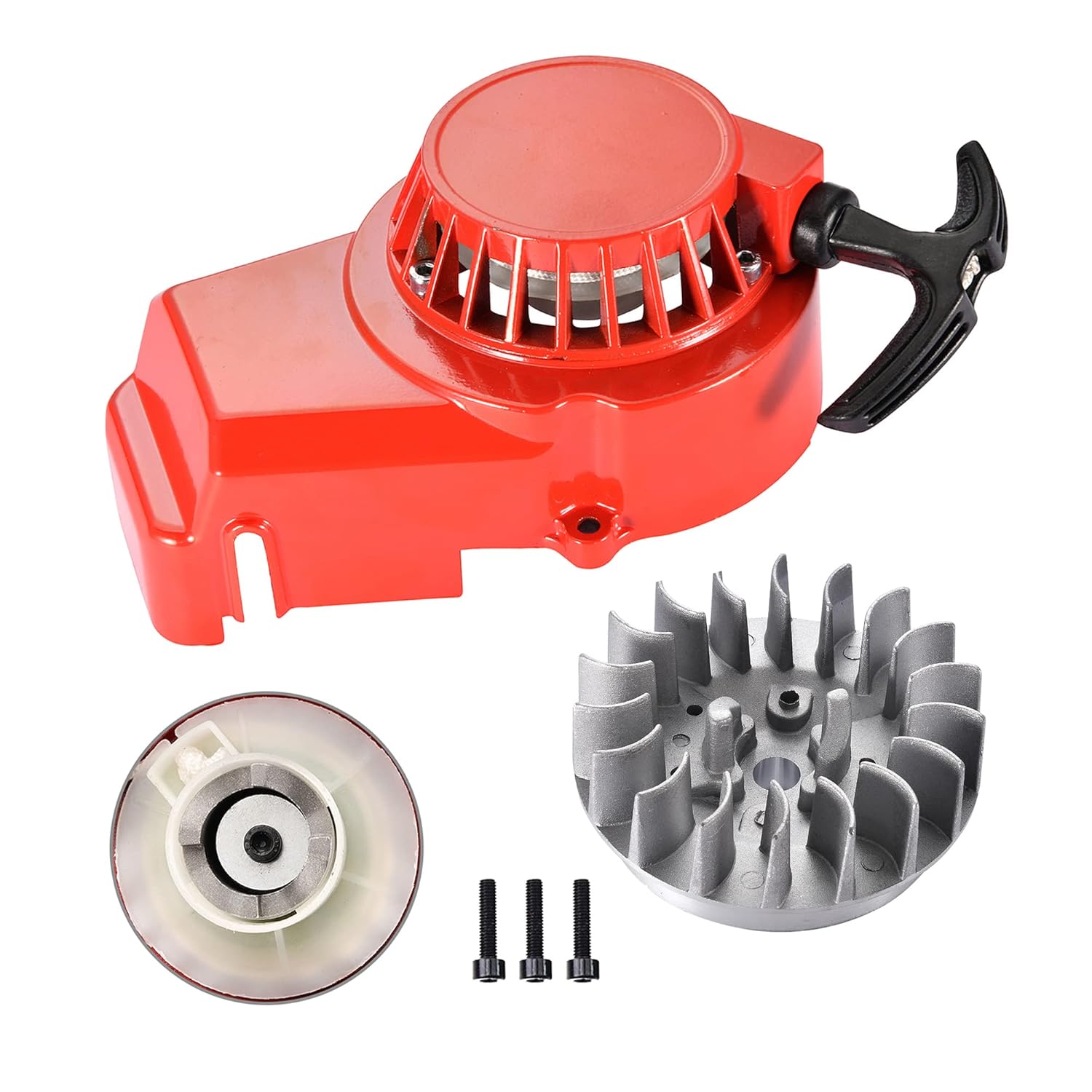 GOOFIT Alloy Pull Start Recoil Starter with Flywheel Replacement for 2 Stroke 47cc 49cc Pocket Coolster SSR SX50 Mini Dirt Bike Moto Quad ATV