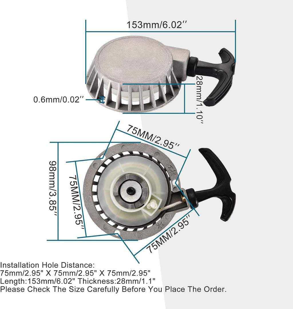 GOOFIT Pull Start Recoil Starter for 40-6 2 Stroke 47cc 49cc Mini Aluminum Pocket Pit Dirt Bike ATV Motorcycle Silver