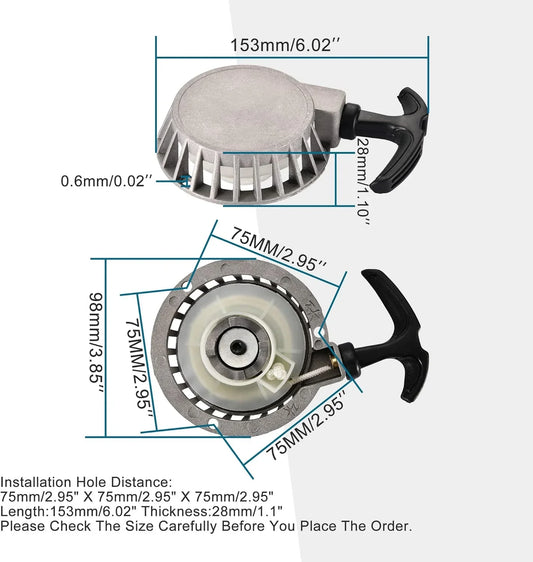 Aluminum Recoil Starter | 75mm Hole Spacing | 47cc 49cc Pocket Bike - goofitmoto