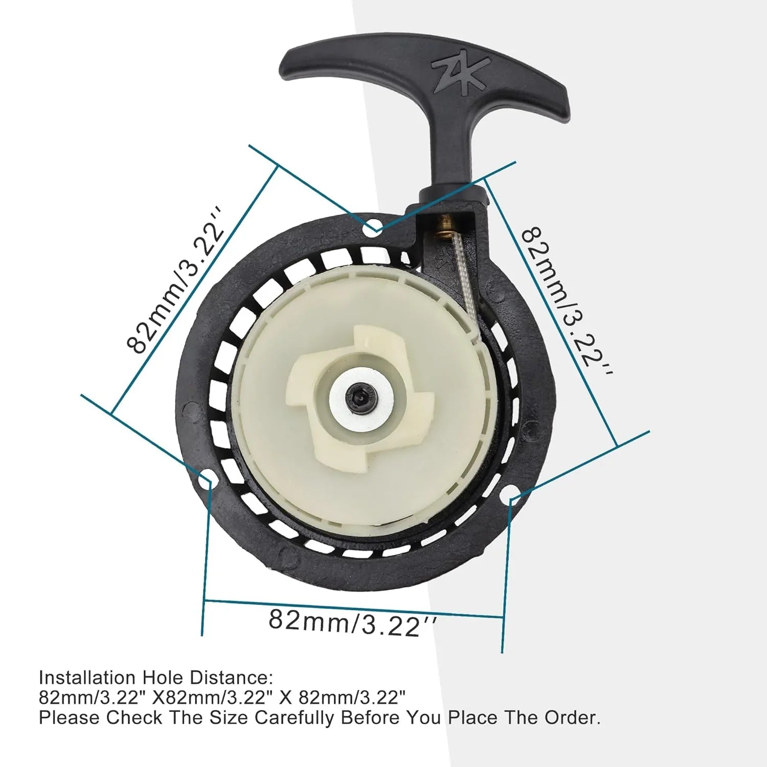 Aluminum Recoil Starter | 82mm Hole Spacing | 49cc 2-Stroke Mini ATV - goofitmoto
