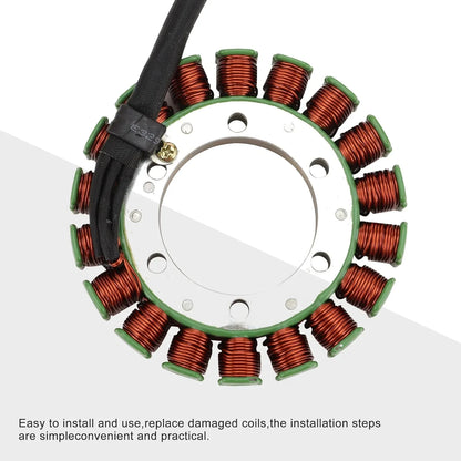 Motorcycle stator coil replacement part with copper windings for Yamaha or GY6 engines.