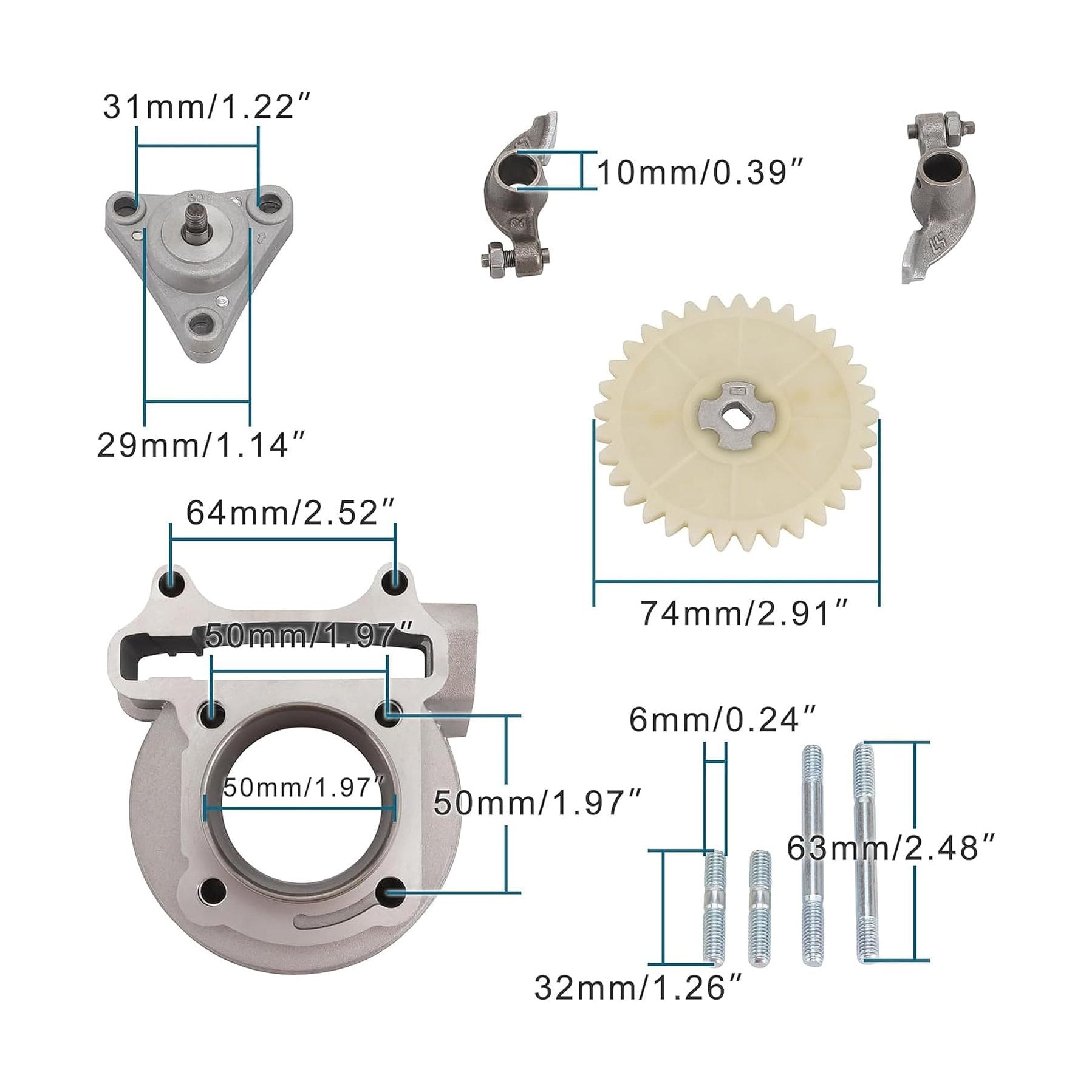 GOOFIT Big Bore Cylinder Rebuild Kit for GY6 50cc 139QMB Racing Scooter Parts 64mm Valve