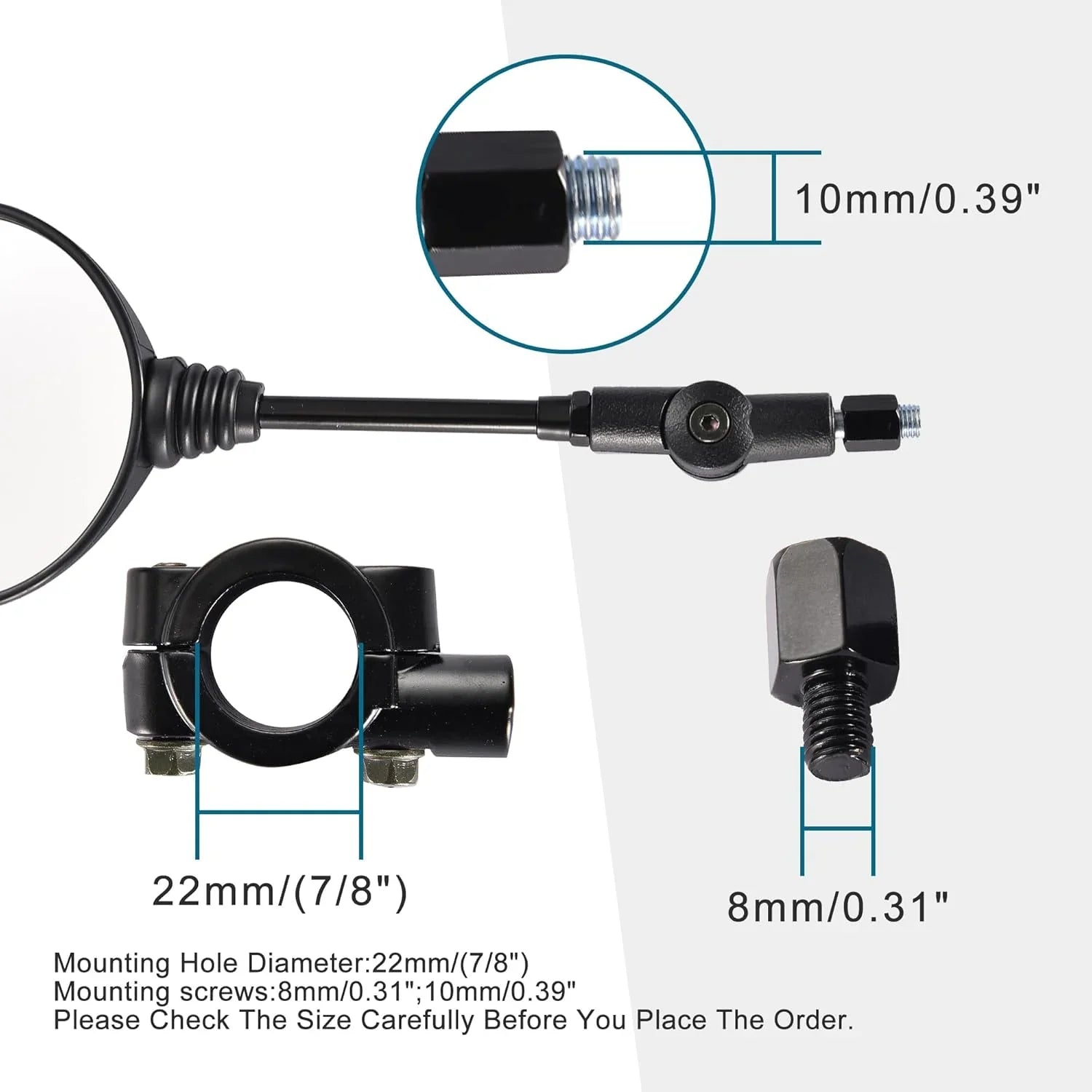 360° Foldable Universal Handlebar Mirror Kit | HD Glass | 5-Bolt & Tool Set for ATV, UTV, Dirt Bike - goofitmoto