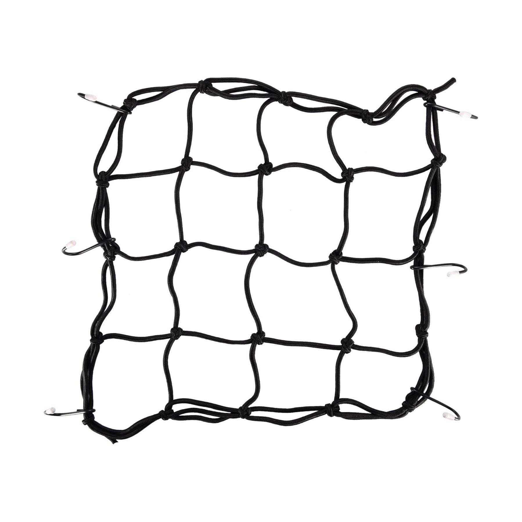 GOOFIT 12" x 12" Elasticated Bungee Luggage Cargo Net with Hooks Hold Down for Motorcycles Motorbike ATVs Bikes Cars Trucks (Black)