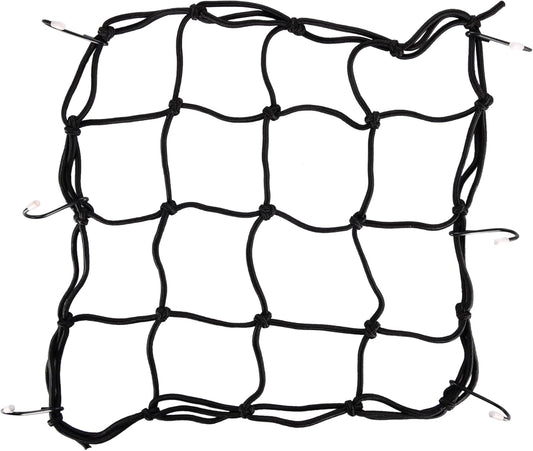 GOOFIT 12" x 12" Elasticated Bungee Luggage Cargo Net with Hooks Hold Down for Motorcycles Motorbike ATVs Bikes Cars Trucks (Black)