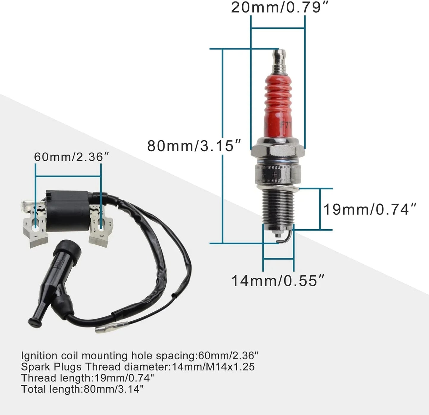 Ignition Coil with F7TC Spark Plug Replacement for GX120–GX390 Engines - goofitmoto