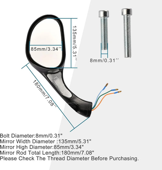 Universal 8mm Panoramic Rearview Mirrors (Pair) for 50cc-250cc Moped & Motorcycle - goofitmoto