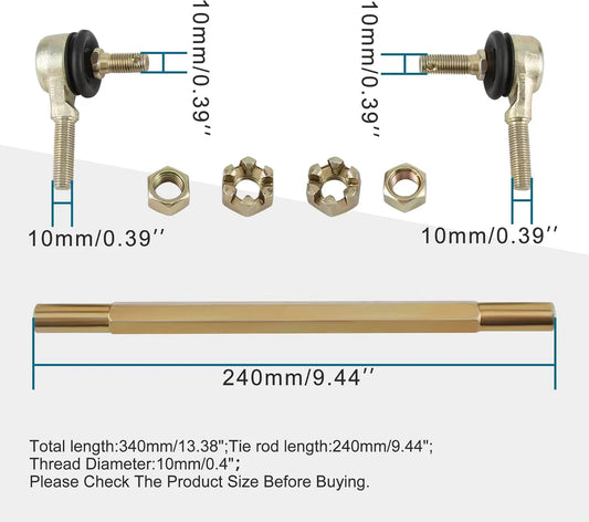 240mm Tie Rod Assembly | 10mm Thread | Precision Steering for 50cc-250cc ATV Quad - goofitmoto