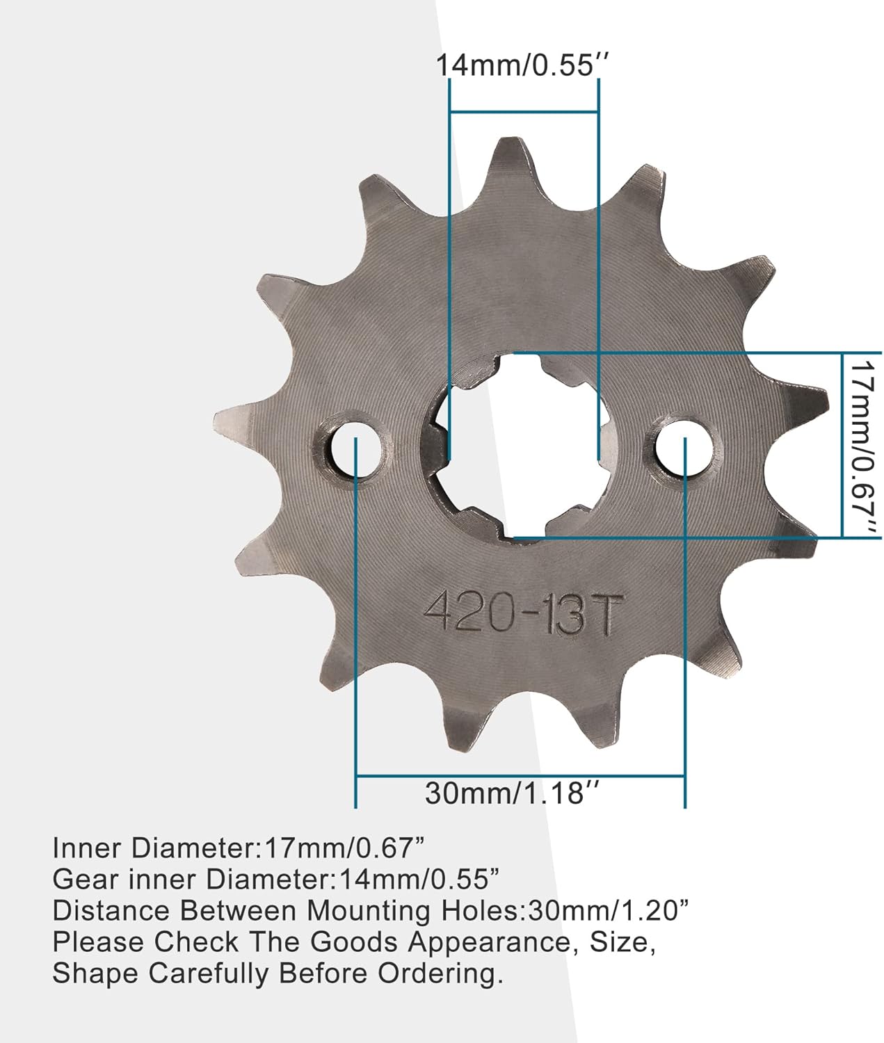 GOOFIT 17mm Front Sprocket for Motorcycle Dirt Bike ATV (420-13T)