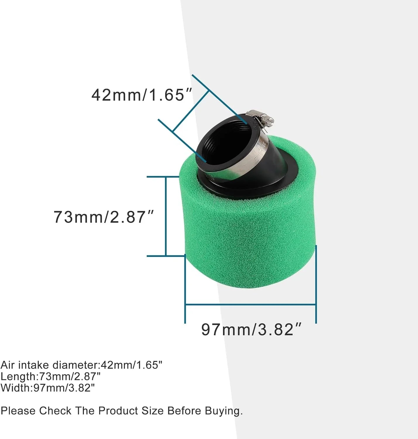 42mm Air Filter for 125cc - 250cc CRF KLX Dirt Bike ATV Scooter Go Kart - goofitmoto