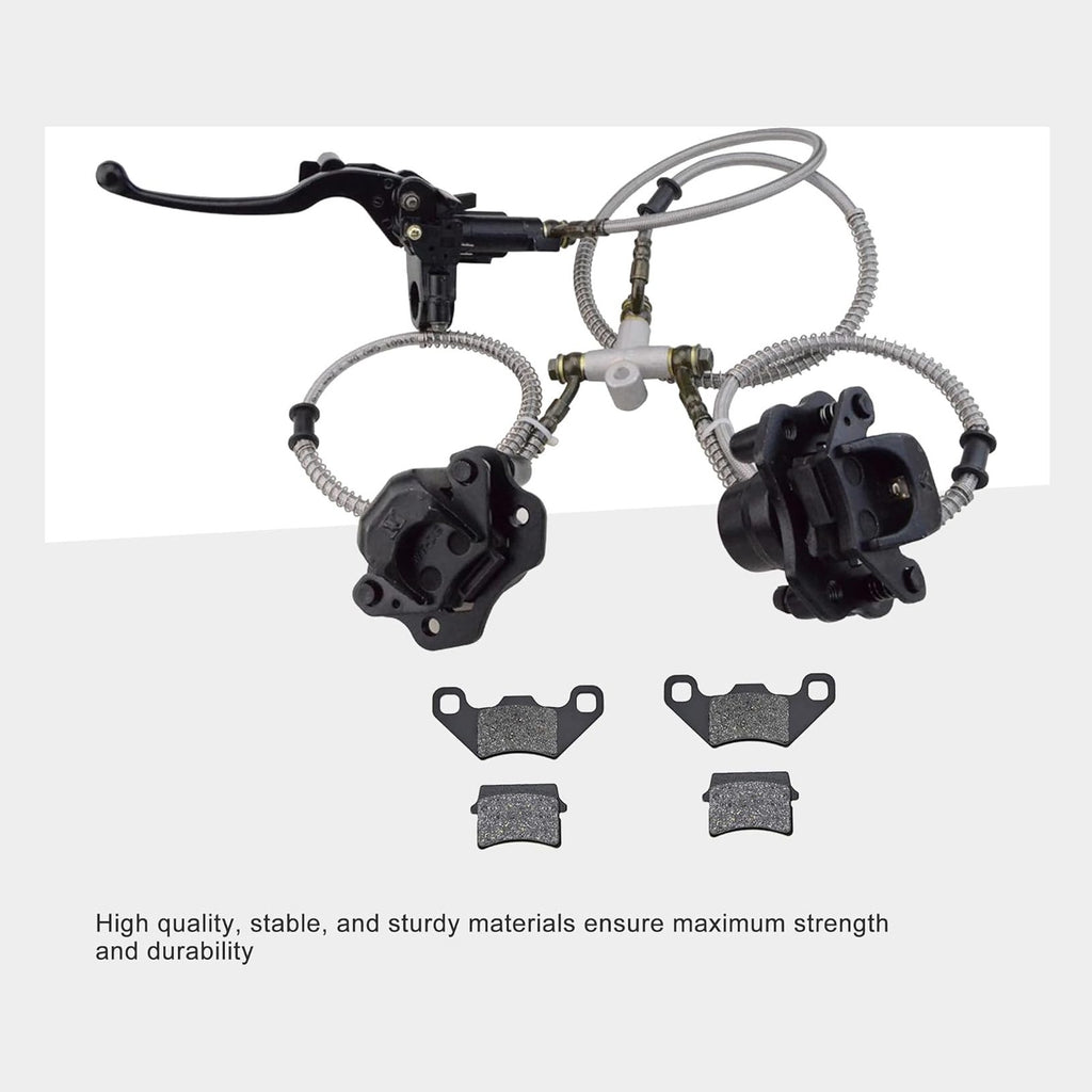 GOOFIT Front Disc Brake Master Cylinder Hydraulic Caliper Assembly with Rear Disc Brake Pad Replacement for Chinese 110cc 125cc 150cc 200cc 250cc ATV Four Wheeler Doom Buggy Quad Bikes