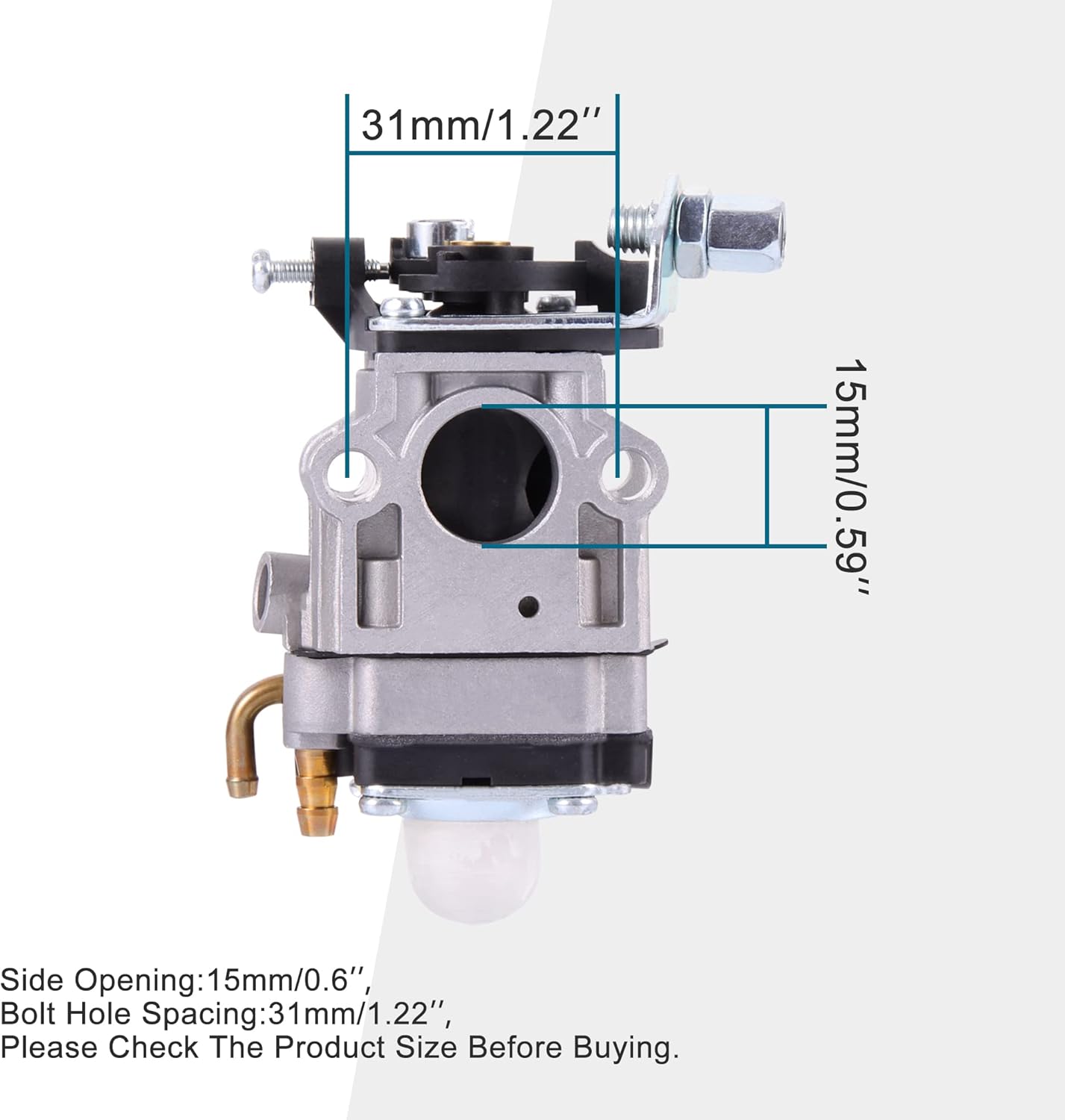 Carburetor 15mm for 47cc 49cc 50cc 2-Stroke Mini Pocket Bike & ATV