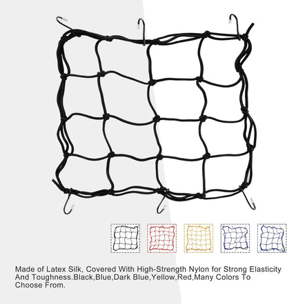 12" x 12" Heavy-Duty Elasticated Bungee Cargo Net | Universal Luggage Hold Down - goofitmoto