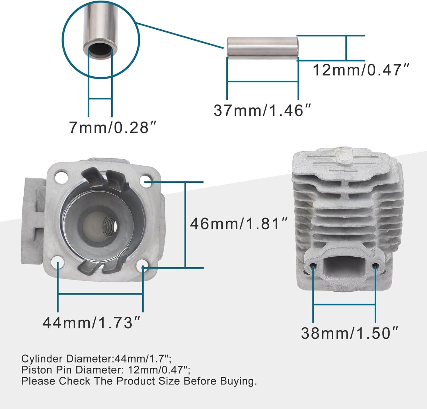 GOOFIT 44mm Big Bore Cylinder Top End Kit for 2 Stroke 47cc 49cc Mini Quad Pocket Bike