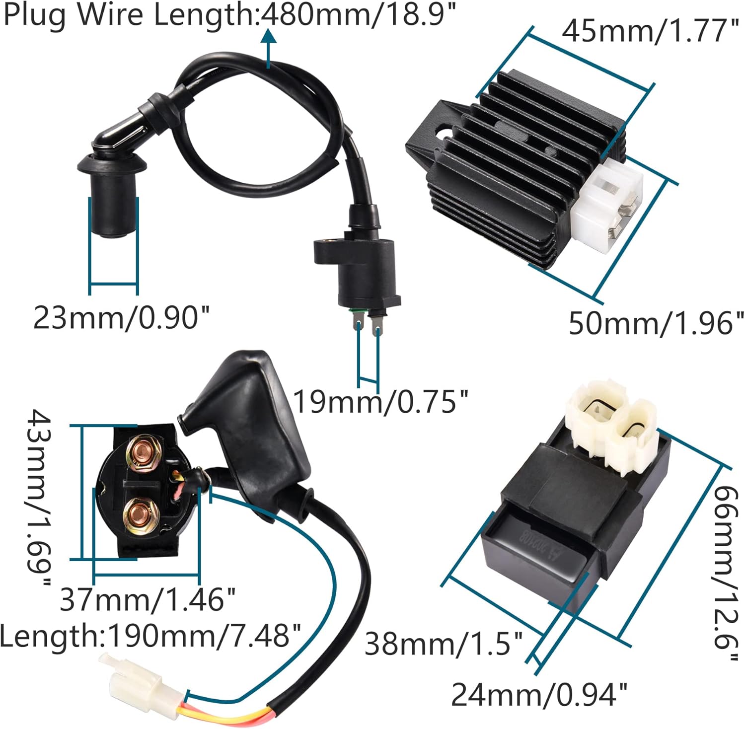 GOOFIT Ignition Coil CDI Solenoid Relay Voltage Regulator kit for GY6 50cc 125cc 150cc Engine ATV Go Kart Dirt Bike Pit Bike Scooter Moped