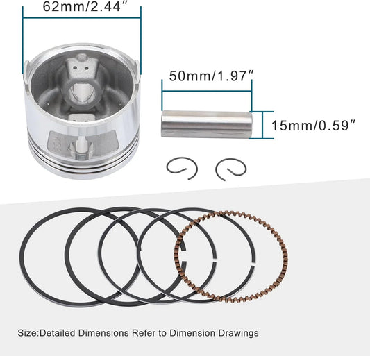 62mm Piston Kit for CG150 150cc Vertical Engine - goofitmoto