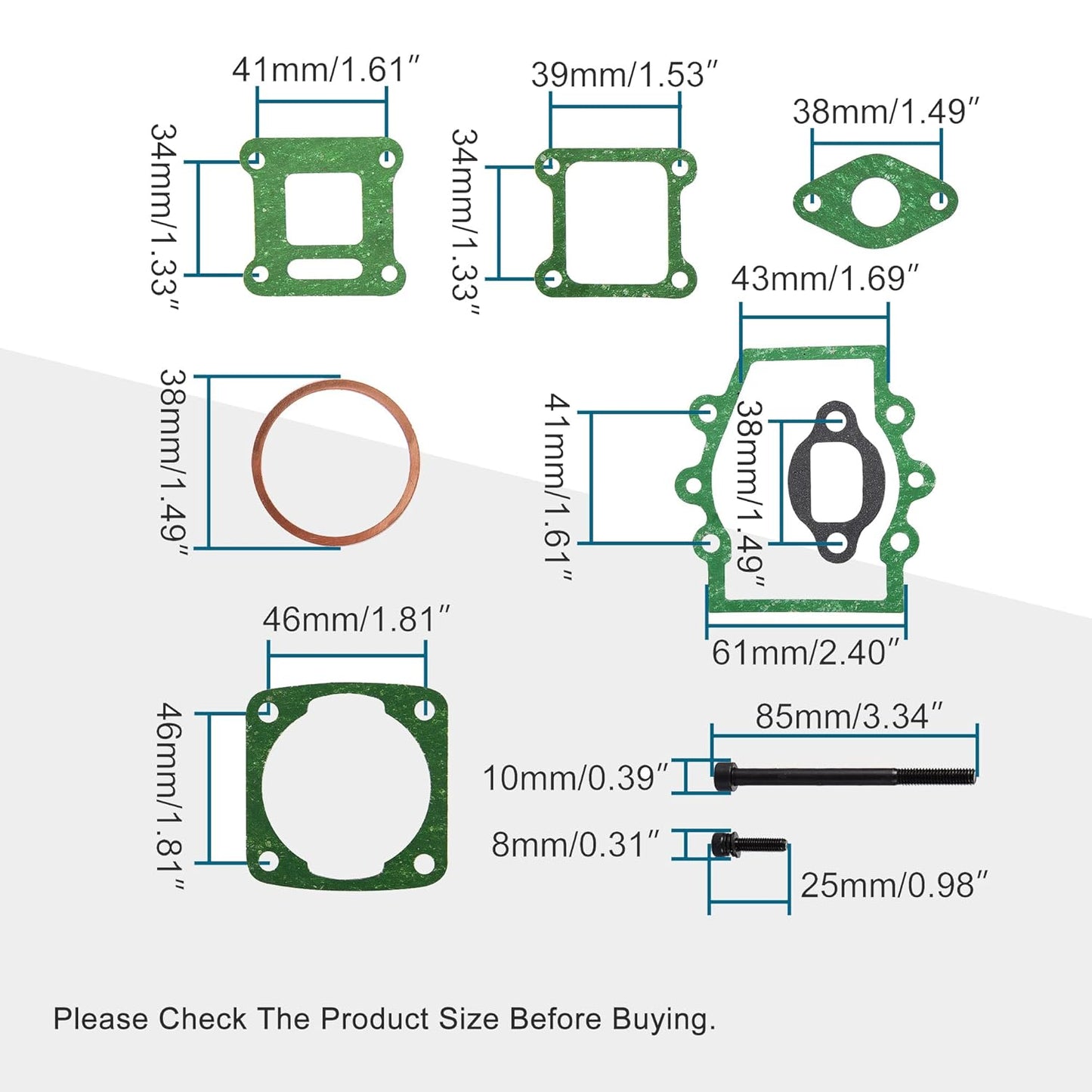 GOOFIT 13mm Carburetor Gasket Set for 2-stroke 47cc 49cc Pocket Bike
