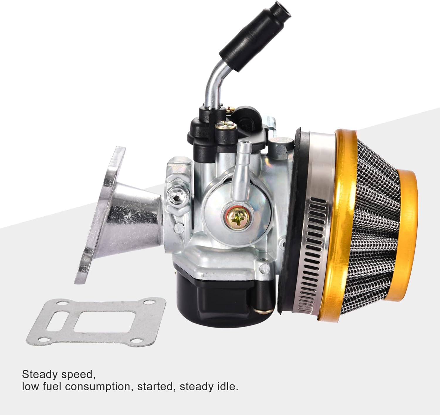 GOOFIT 44mm Cylinder Carburetor Air Filter Ignition Coil Set Big Bore 53cc 54cc Top Kit of Piston for 47cc 49cc 2-Stroke Engine Pocket Bike Atv Quad Motocyle Yellow