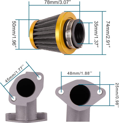 Carburetor PZ22 22mm & 35mm Air Filter Kit for 110cc 125cc Pit Dirt Bike, ATV, Quad