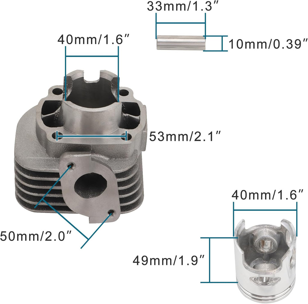GOOFIT Cylinder Kit with 10mm Piston Replacement for Jog Zuma Vino 2 Stroke 50cc Scooter Minarelli 1E40QMB Engine
