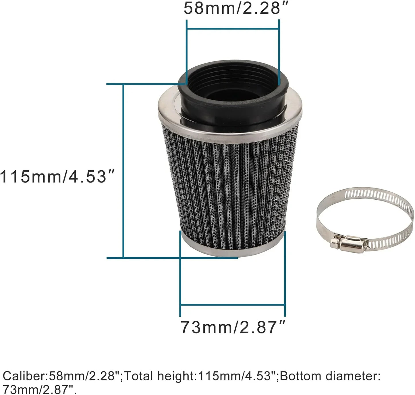 58mm Cone Air Filter for ATV Scooter Dirt Pit Bike Motorcycle - goofitmoto