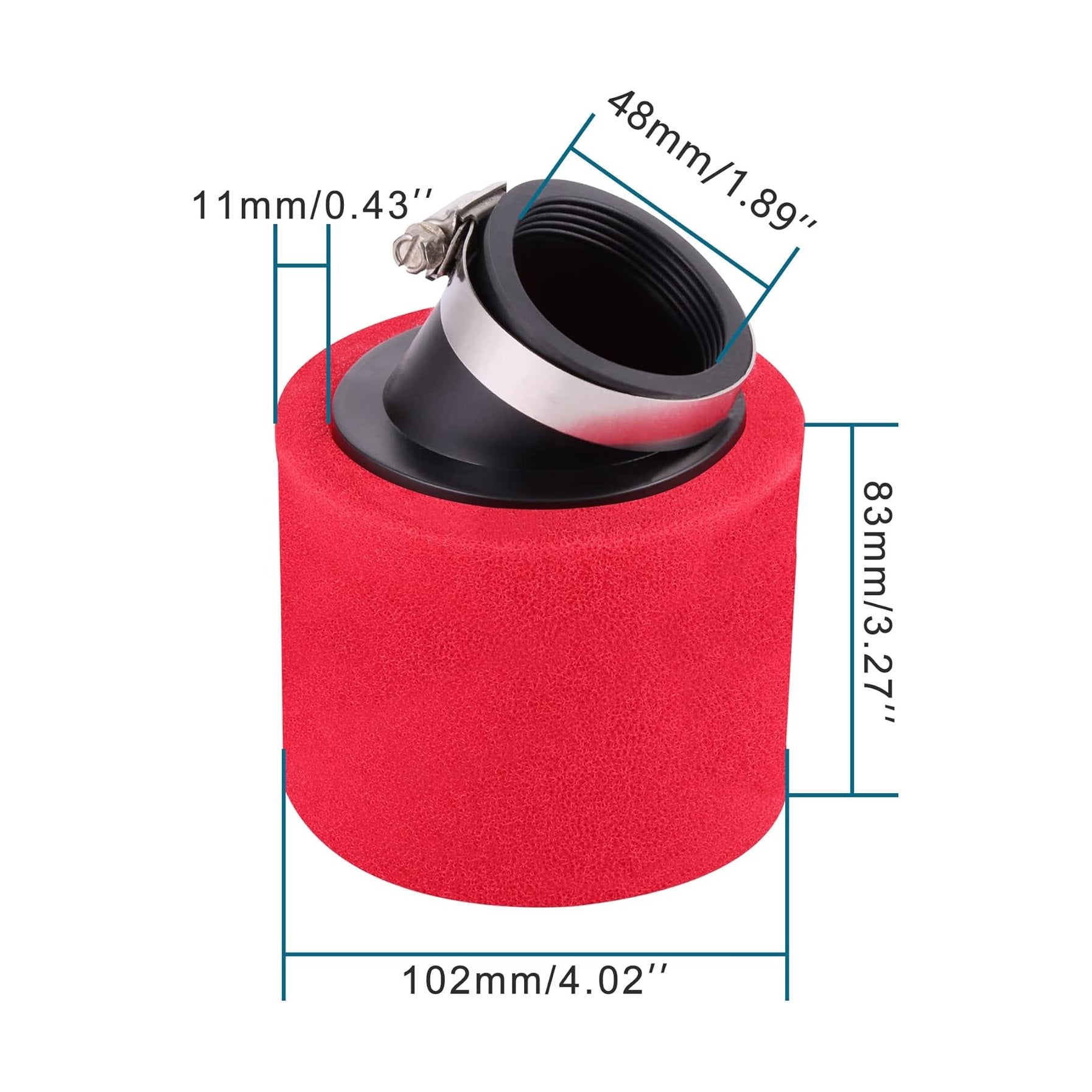 GOOFIT Red Bent High Flow Foam 48mm Air Filter Replacement for 50cc 70cc 90cc 110cc 125cc 250cc Dirt Bike 150cc Scooter Pit Quad ATV Buggy