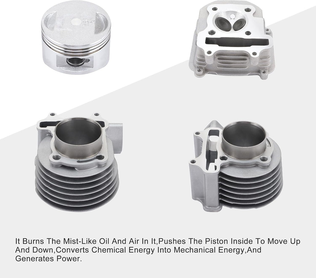 GOOFIT 57.4mm Big Bore Cylinder Kit Replacement for 150cc 4stroke GY6 157QMJ Engine Rebuild Kit Cylinder Head Chinese Scooter