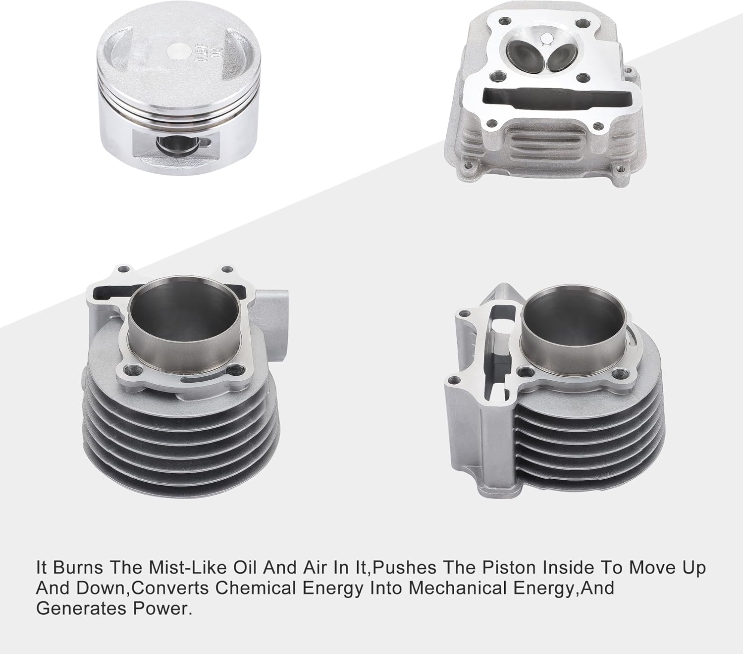 GOOFIT 57.4mm Big Bore Cylinder Kit Replacement for 150cc 4stroke GY6 157QMJ Engine Rebuild Kit Cylinder Head Chinese Scooter