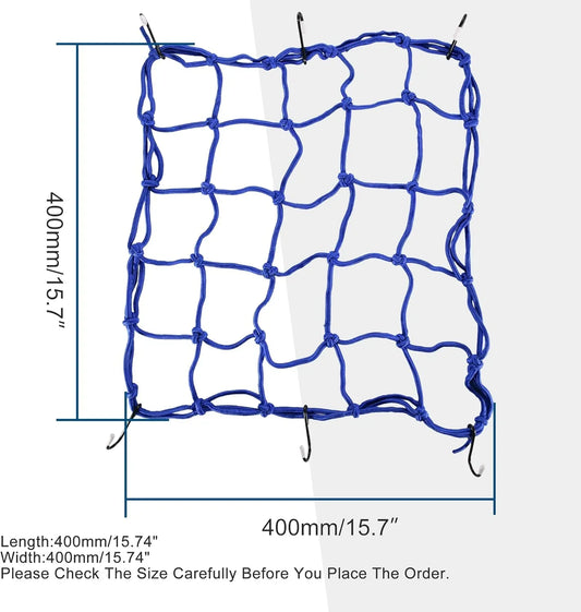 15" x 15" Heavy-Duty Latex Bungee Cargo Net | Stretches to 32" x 32" | 6 Adjustable Hooks - goofitmoto