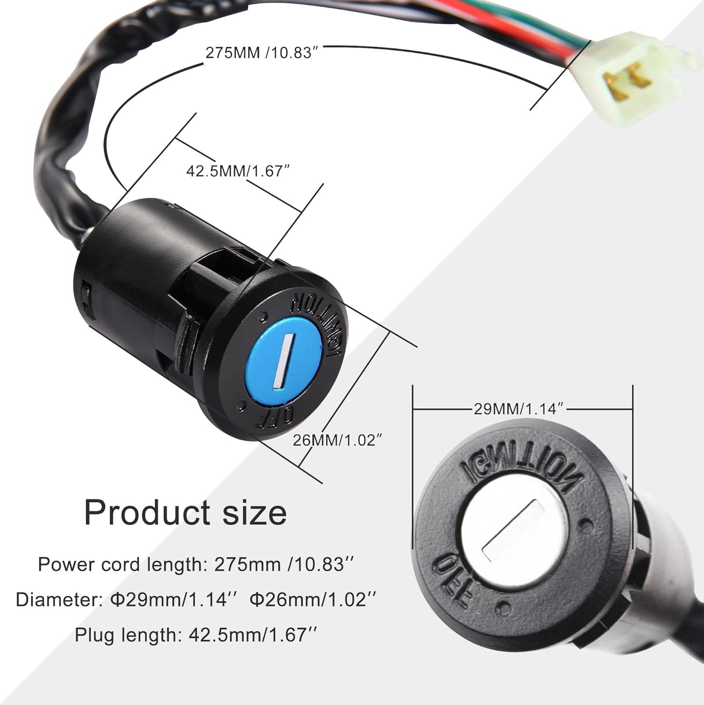GOOFIT 4Pin Ignition Key Switch Set for Chinese Made 50cc 70cc 90cc 110cc 125cc ATV Dirt Bike Pocket Bike