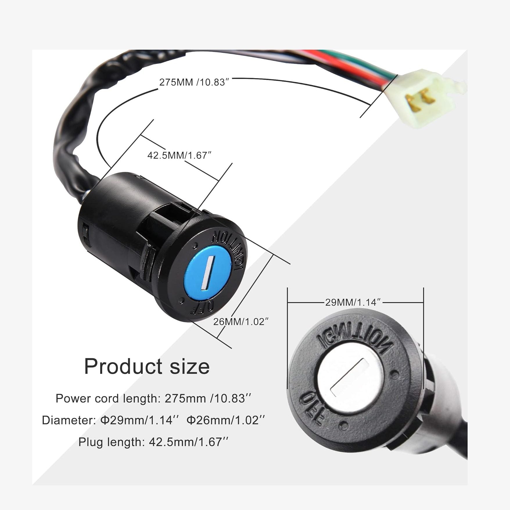 GOOFIT 4Pin Ignition Key Switch Set for Chinese Made 50cc 70cc 90cc 110cc 125cc ATV Dirt Bike Pocket Bike