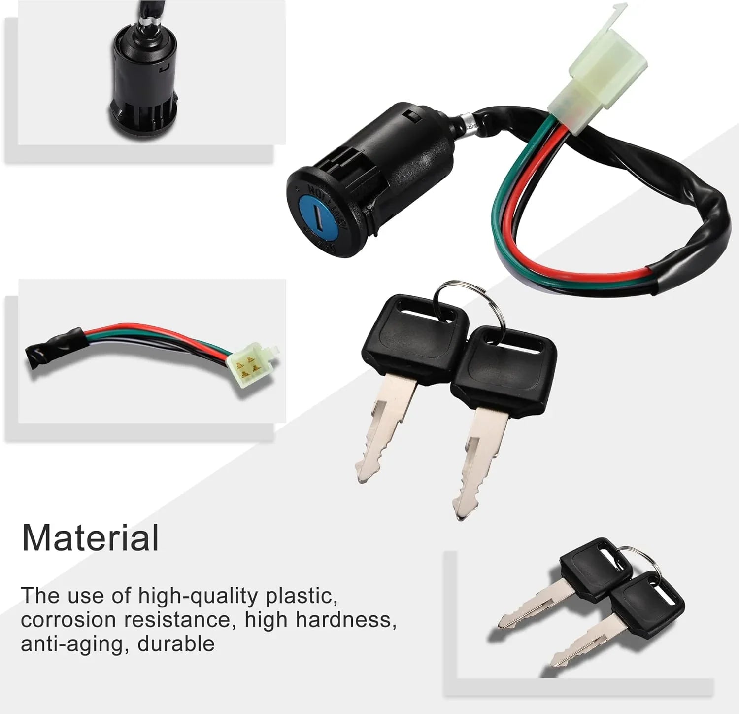 Ignition Key Switch 4-Pin Set for 50cc–125cc Chinese ATV Dirt Bike (Male Plug) - goofitmoto