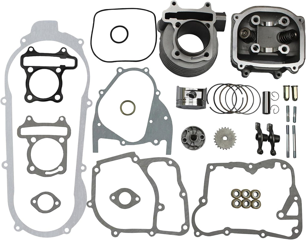 GOOFIT 57.4mm Big Bore Cylinder Kit Replacement for 150cc 4stroke GY6 157QMJ Engine Rebuild Kit Cylinder Head Chinese Scooter