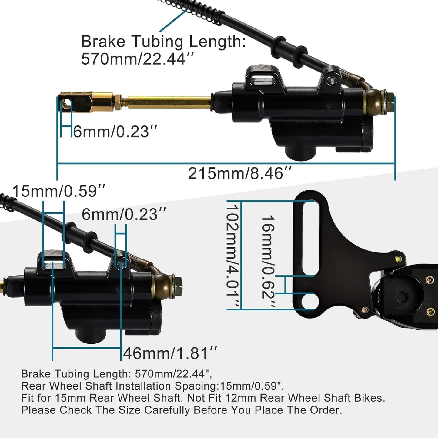 Rear Hydraulic Brake Assembly for SSR 110/125, Apollo, & Chinese Pit Dirt Bikes - goofitmoto