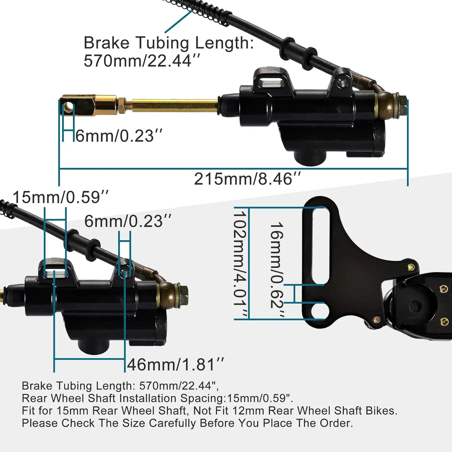 Rear Hydraulic Brake Assembly for SSR 110/125, Apollo, & Chinese Pit Dirt Bikes - goofitmoto