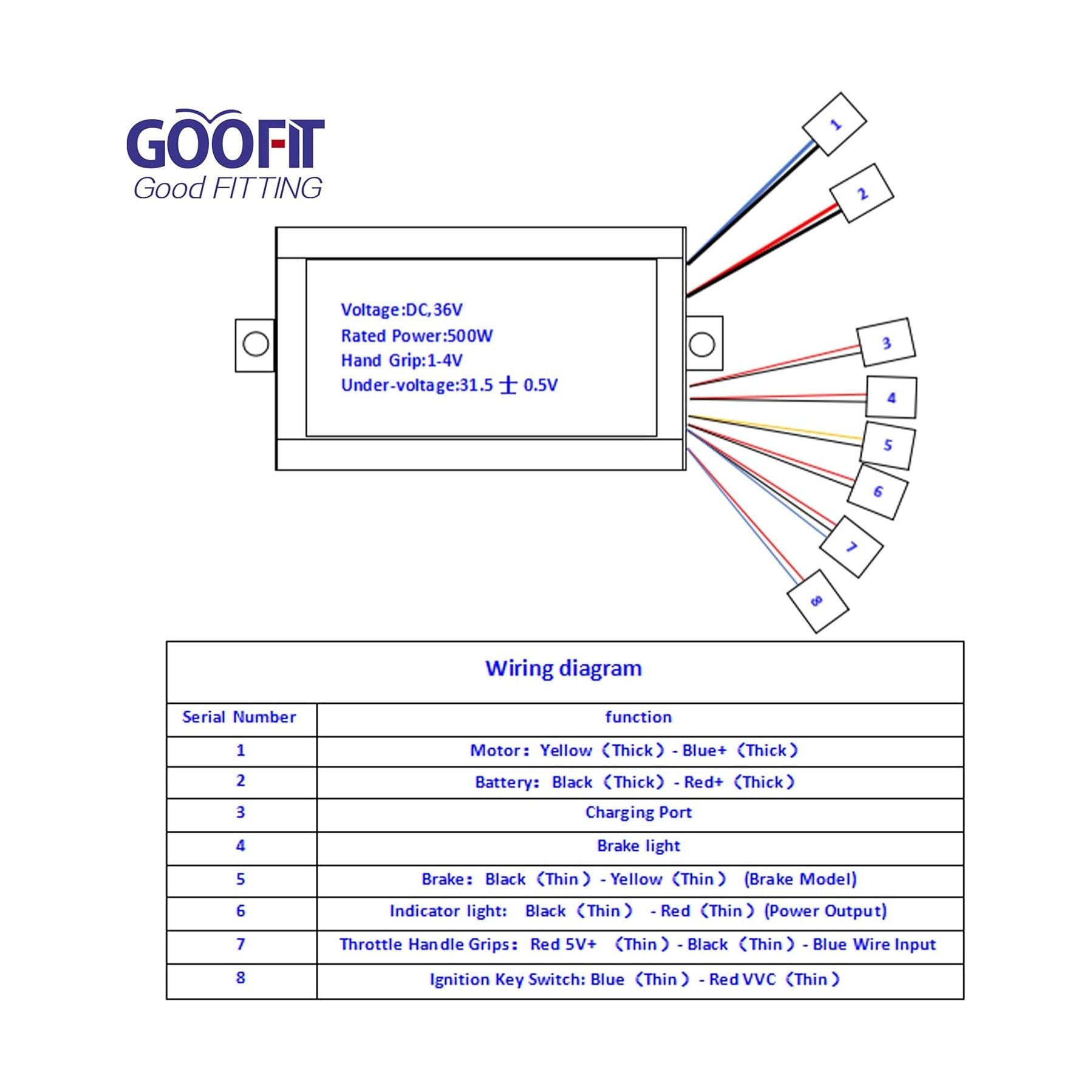 GOOFIT Motorcycle Speed Controller 36V 500W Replacement for Electrical Scooter Tricycle Brush E-Bike Bicycle