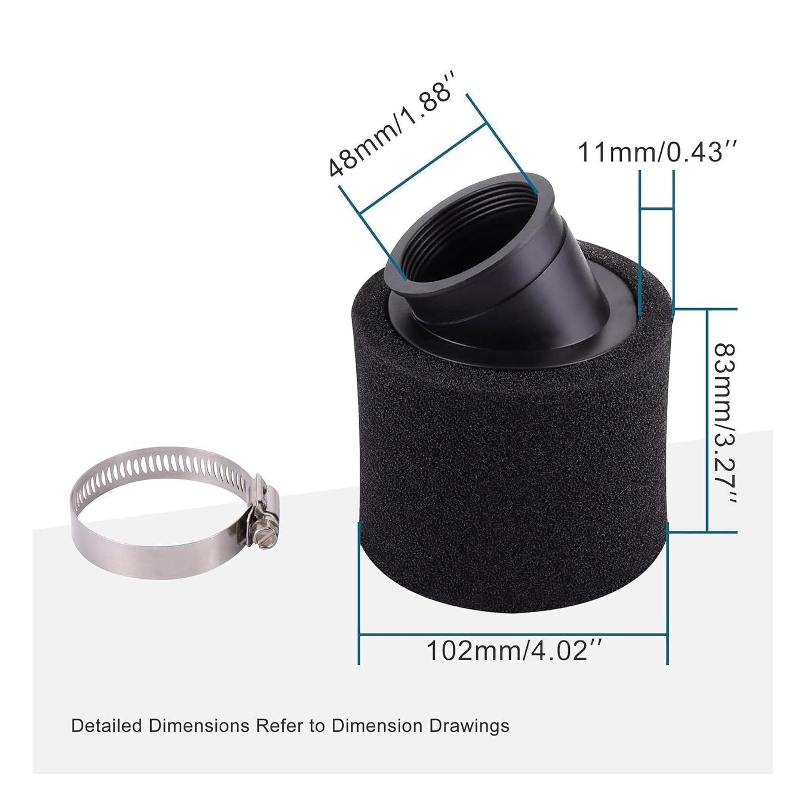 GOOFIT 48mm Air Filter Racing for GY6 50cc Motorcycle Scooter Bike Dirt Pit ATV Black