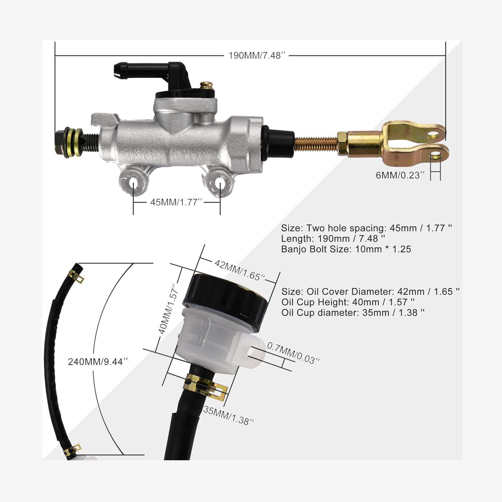 GOOFIT Rear Brake Master Cylinder with Reservoir for 50cc 70cc 90cc 110cc 125cc ATV Chinese Dirt Bike Pit Bike