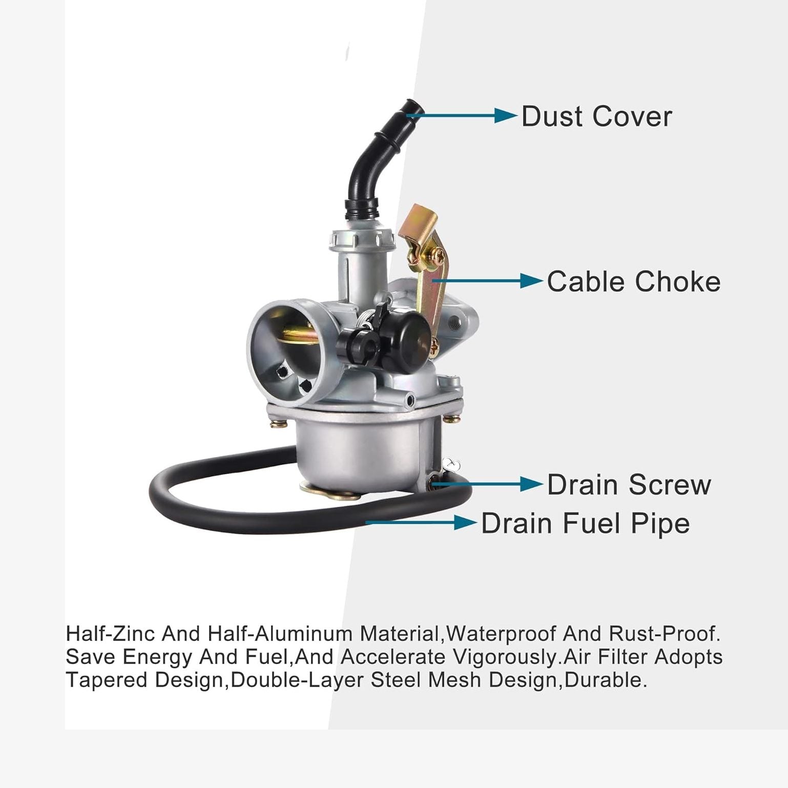 GOOFIT PZ19 Carburetor with Air Filter Cable Choke Replacement for 50cc 70cc 90cc 110cc 125cc ATV Moped Quad Dirt Bike Go Kart Scooter