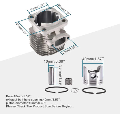 40mm Cylinder Rebuild Kit for 2-Stroke 47cc 49cc Pocket Bike Mini Quad & Chainsaw - goofitmoto