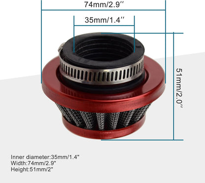 GOOFIT 35mm Red Air Filter for ATV Dirt Bike Go Kart Pit Bike 4 Wheeler Quad Dune Buggy