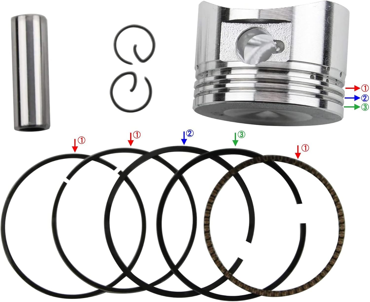 GOOFIT 52.4mm Bore Piston Rings Assembly Replacement for 110cc Taotao Sunl Coolster SSR Dirt Bikes Go Karts ATV